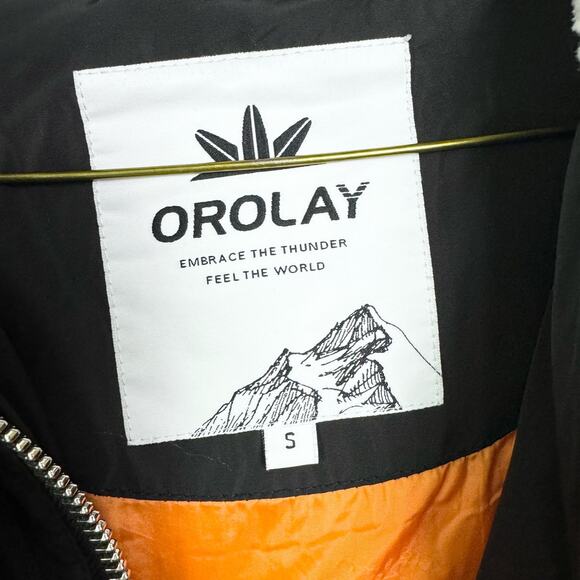 Orolay Black fleece hood‎ zip front Thickened Down Jacket Parka Size SMALL - Picture 10 of 13